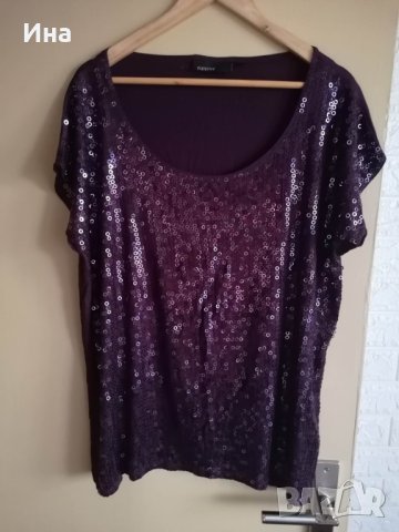 дамска блуза тениска  с пайета т.лилава