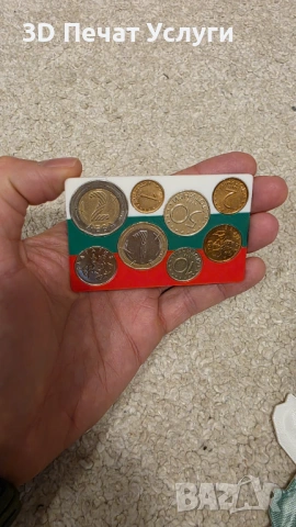 3D принтиран държач/органайзер за монети – български лев и евро Coin Card Holder, снимка 3 - Нумизматика и бонистика - 53076961