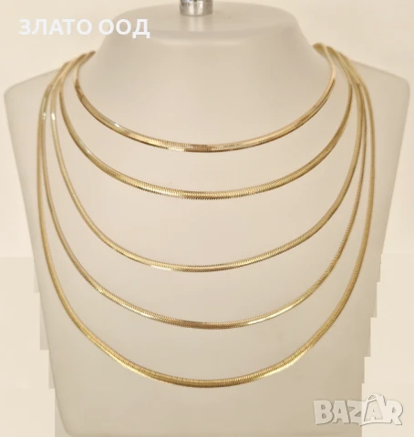 Златни колиета  модел змия, лента, бисмарк, снимка 4 - Колиета, медальони, синджири - 51127368