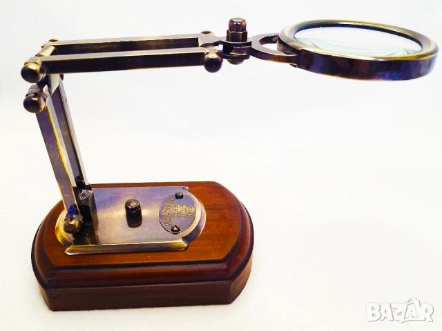 Ретро настолна лупа X3 от бронз и дърво – Стилен винтидж подарък със характер, снимка 4 - Подаръци за рожден ден - 53610449