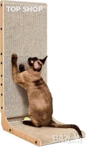 EHEYCIGA Дъска за драскане на котки, 81 см L-образна вертикална с играчка топка, XL, снимка 7 - За котки - 49866399