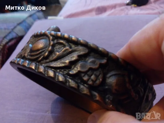 Винтидж месингова поставка за бутилки или други срелефна орнаментика фи 160мм и Н-50мм, снимка 6 - Антикварни и старинни предмети - 55805468