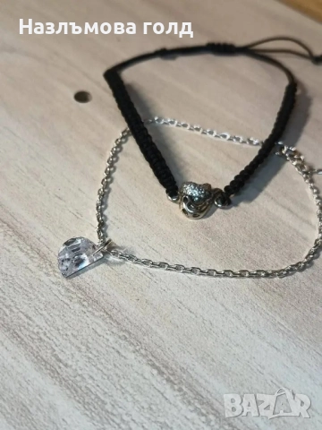 две гривни комплект сребърна и една с черен конец , снимка 3 - Гривни - 51556050