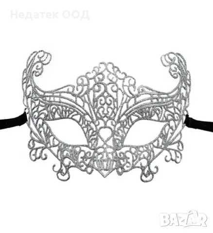 Дамска, маска, Хелоуин, блясък, сребрист