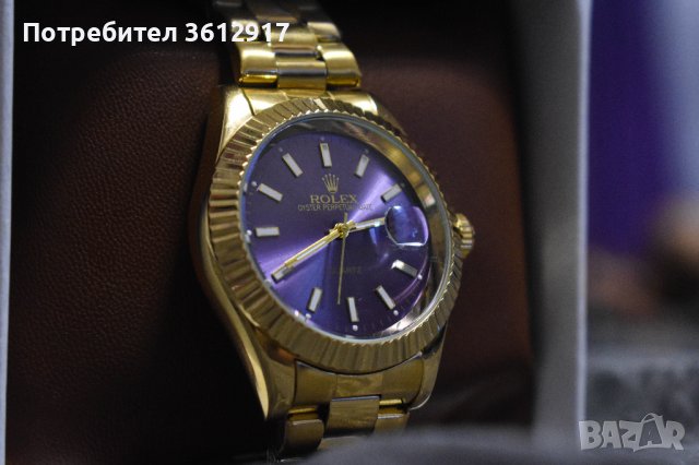 Rolex Oyster Perpetual Date Quartz - Златен със Светло Лилаво, снимка 2 - Мъжки - 42369039