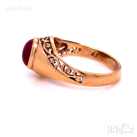 Златен дамски пръстен с рубин 3,94гр. размер:56 14кр. проба:585 модел:19741-1, снимка 2 - Пръстени - 53347925