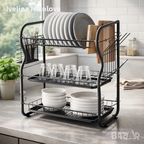 Сушилник за съдове Rosberg R53000O, 3 нива, 43x24x45 см, снимка 5 - Други - 53654994