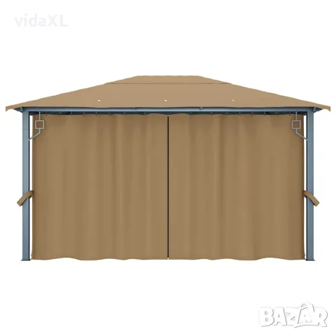 vidaXL Шатра със завеси, 400x300 см, таупе, алуминий, снимка 5 - Къмпинг мебели - 56146613