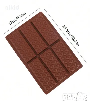 Дубайски шест плочи плочка триъгълници шоколад силиконов молд форма калъп цяла плочка шоколадов блок, снимка 5 - Форми - 47706201