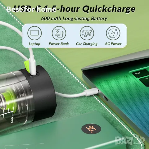 Акумулаторен шейкър- бутилка за протеинов шейкър HeaDot, снимка 5 - Фитнес уреди - 48485951