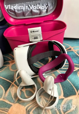 Meta Oculus Quest 2 256GB — Пълен премиум комплект (Elite Strap + PC Link кабел + Кейс + Маска), снимка 2 - Други игри и конзоли - 55958953