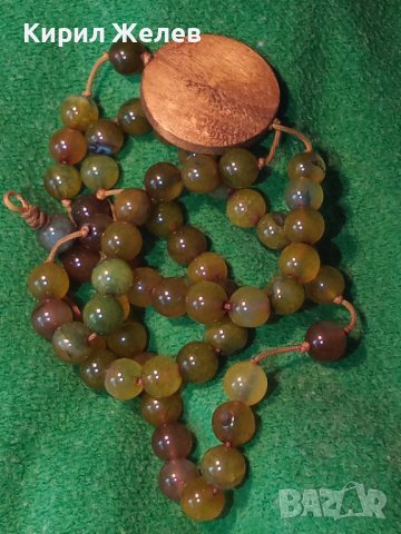 ШАРМАНТНА СКЪПОЦЕННА ХЕНД МЕЙД АРТ ОГЪРЛИЦА ЗЕЛЕН МРАМОРЕН НЕФРИТ и САНДАЛОВО ДЪРВО 26059, снимка 18 - Колиета, медальони, синджири - 40684831