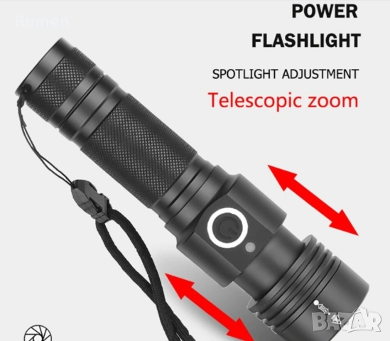 Мощно Ръчно джобно фенерче с крушка XHP50 магнит и голяма батерия FL64, снимка 3 - Други - 53238852