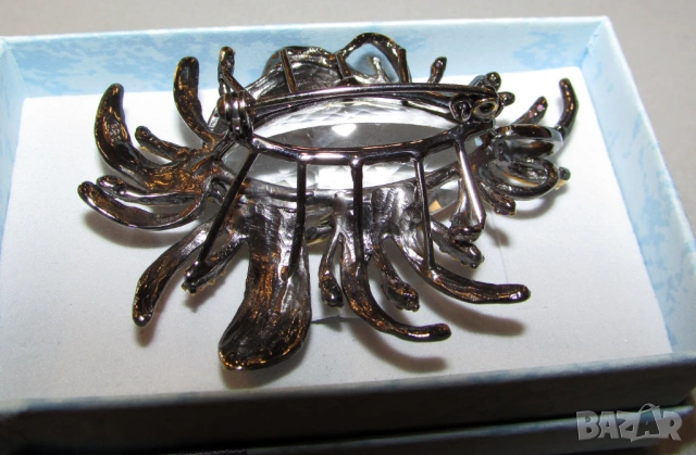 925 сребърна брошка с 45 каратов планински кристал, подходяща за подарък , снимка 3 - Други - 53768273