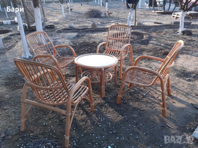 Комплект от четири стола и маса от ратан, снимка 14 - Столове - 40134449