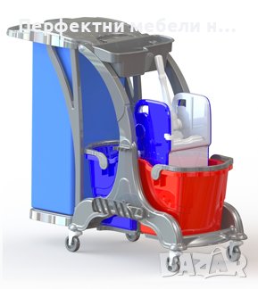 Комбинирана Количка за почистване с 2 кофи, преса и чувал за смет