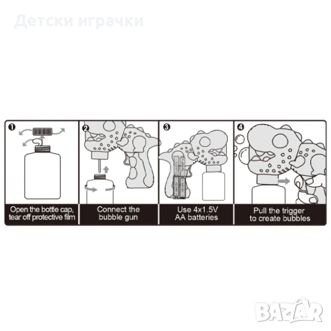 Пистолет за сапунени балони Динозавър , снимка 6 - Други - 50843634