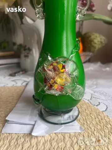 Стара стъклена ваза, снимка 7 - Вази - 49788894