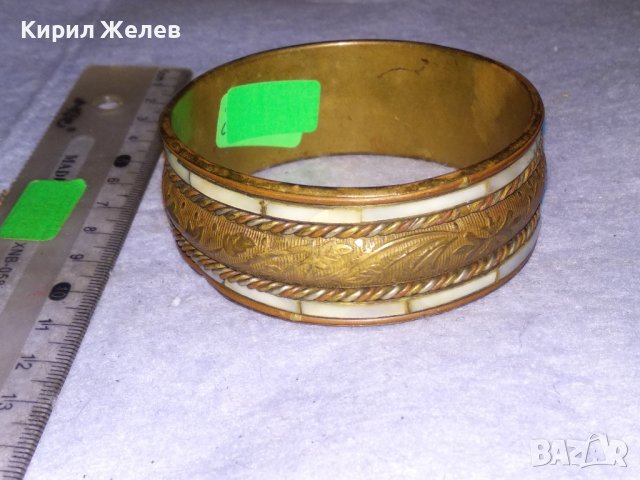 ПРЕВЪЗХОДНА СТАРА БРОНЗОВА ФЛОРАЛНО ОРНАМЕНТИРАНА СЕДЕФЕНА КЛАСИЧЕСКА РЕТРО ГРИВНА 70581, снимка 8 - Антикварни и старинни предмети - 41281362