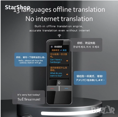 Интелигентен преводач, JESWO, 142 езика онлайн, екран, четириядрен A53 процесор, черен цвят, 1 GB RA, снимка 3 - Друга електроника - 51977747