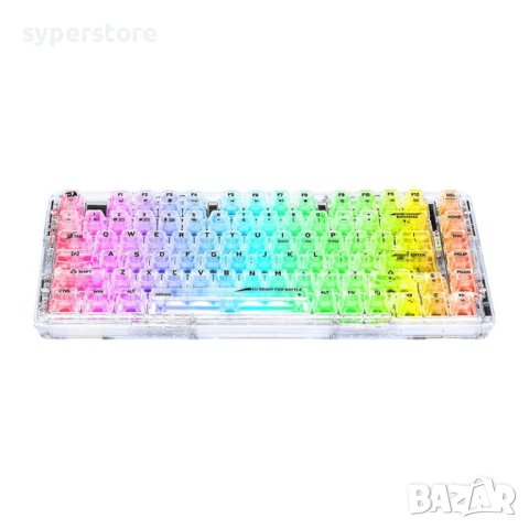 Клавиатура Геймърска Безжична и USB Redragon Elf PRO K649CT-RGB-PRO RGB LED Подсветка Transparent Sw, снимка 5 - Клавиатури и мишки - 41855279