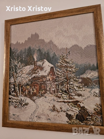 Гоблен зимна картина , коне