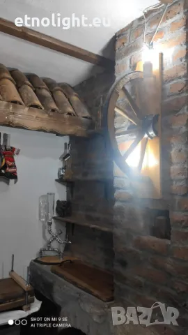 Стенни лампи с автентични колела и 2 ръчно изработени дървени чашки, снимка 7 - Лампи за стена - 49109150