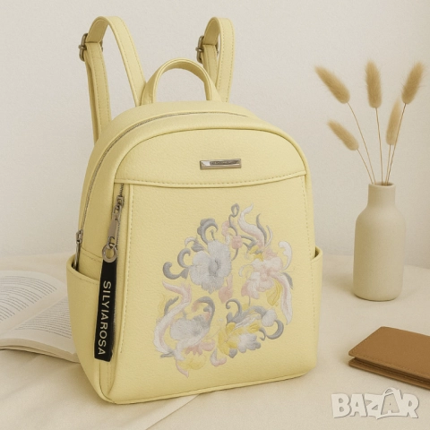 Елегантна и стилна дамска раница с флорална бродерия, снимка 8 - Раници - 52097917