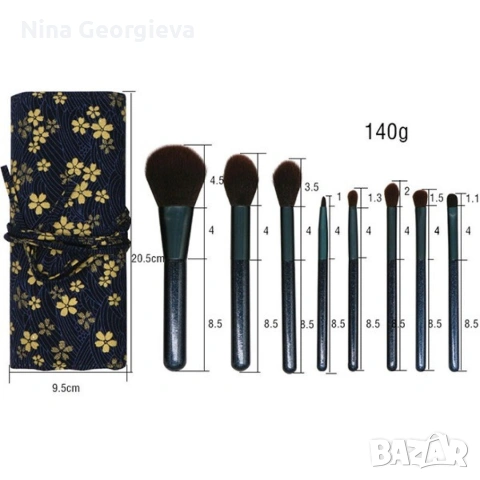 Комплект от 8 четки за грим в красива разгъваща се чантичка HZS69, снимка 2 - Други - 53853335