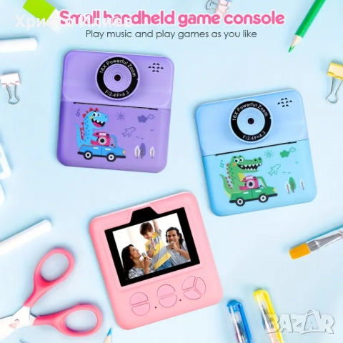 Моментална камера за деца детска камера с функция за печат фотоапарат с вградени игри