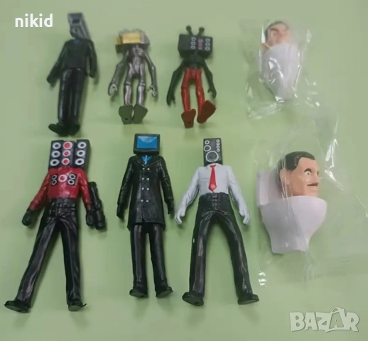 сет Skibidi Toilet Скибиди Тойлет vs тоалетна пластмасови фигурки играчки за игра и украса торта, снимка 2 - Фигурки - 45021684