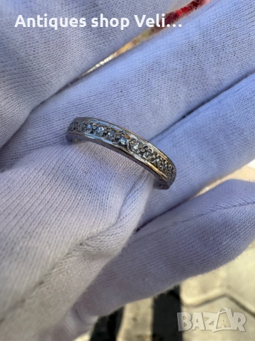 Златен пръстен 18к с диаманти №7640 , снимка 4 - Антикварни и старинни предмети - 52536166