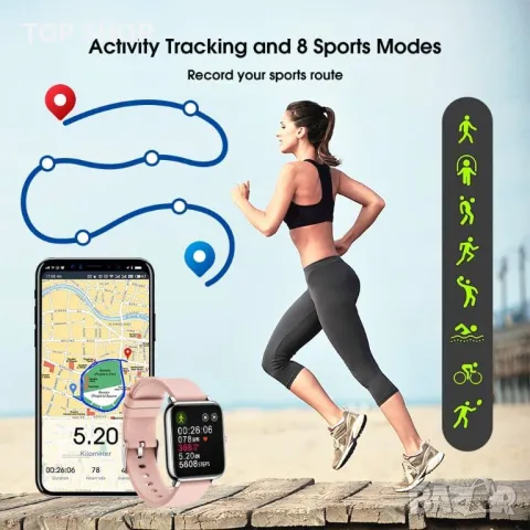 Смарт часовник Glory Fit Smart Watches- розов, снимка 2 - Смарт гривни - 49156788