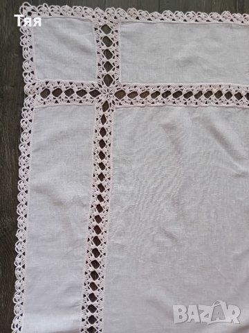 Ленена покривка с дантела , снимка 4 - Покривки за маси - 44353003