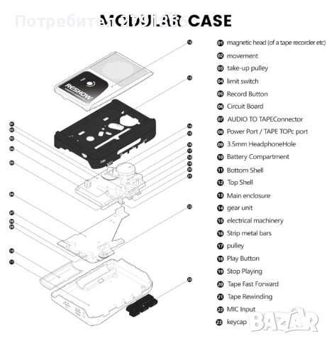 Преносим касетофон Reshow с USB C вграден високоговорител, конвертор от касета в MP3, снимка 8 - Радиокасетофони, транзистори - 52047562