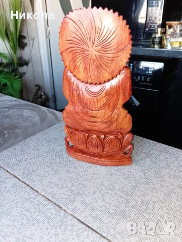 Фън Шуй Хотей от дърво-43см,свещник,,Нимфа" от орех, снимка 11 - Статуетки - 51879206