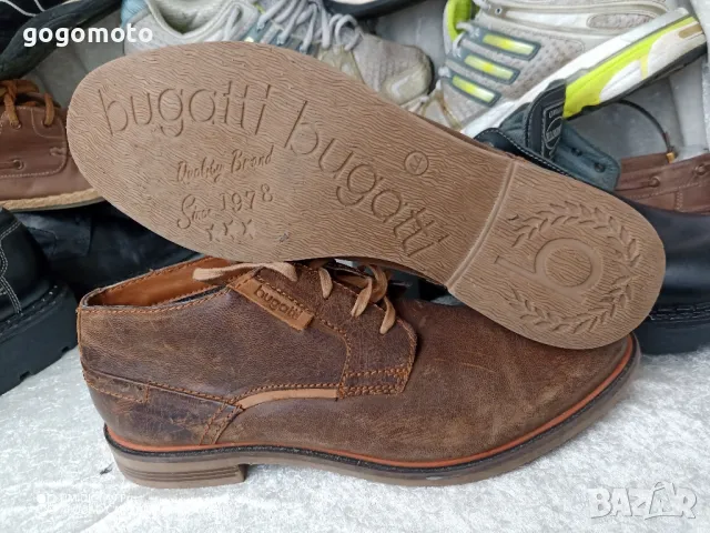 Ретро, арт, винтидж мъжки обувки половинки КАТО НОВИ BUGATTI original, 43 - 44,100% ЕСТЕСТВЕНА КОЖА, снимка 3 - Мъжки боти - 47825041