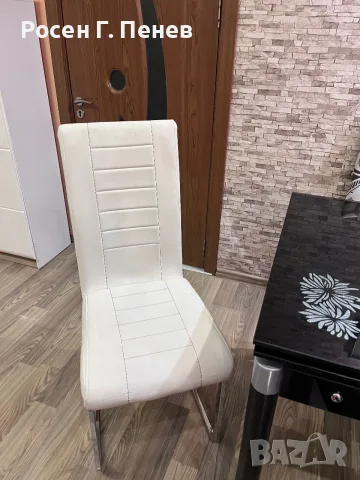 Комплект стъклена трапезна маса разтегателна +4 стола, снимка 4 - Маси - 55827355