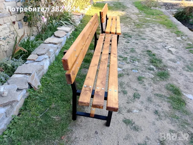 Пейка от прахово боядисан метален профил и иглолистна дървесина , снимка 4 - Градински мебели, декорация  - 47703119