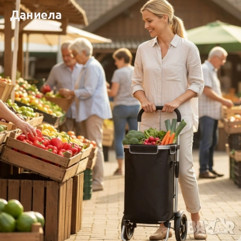 Пазарска чанта на колела с термоизолация