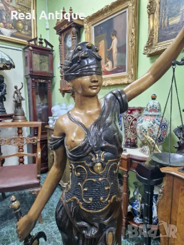Страхотна огромна бронзова фигура статуетка Темида , снимка 9 - Статуетки - 49103609