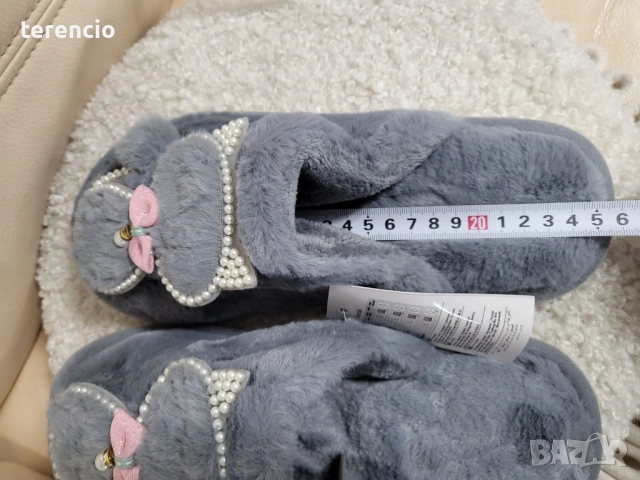 Нови дамски пантофи коте - сиви, снимка 5 - Пантофи - 52826864