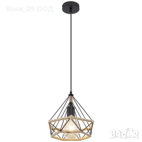 Висяща лампа от метал и въже, снимка 1 - Лампи за таван - 40921565