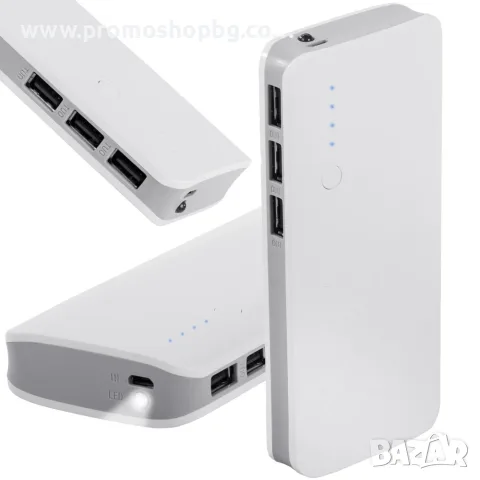 Външна батерия (Power Bank) 10 000 mAh, 3x USB и Micro-USB, 2.1A, LED фенерче