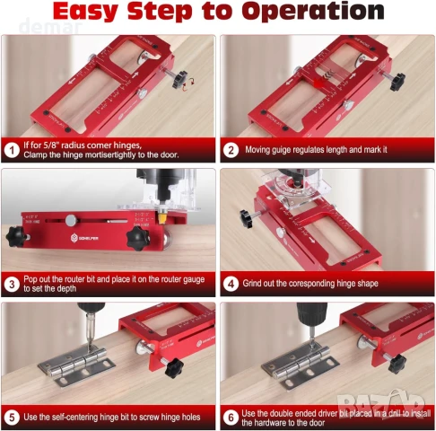 Комплект инструменти за монтаж на панти за врата, подходящ за дължина от 2-1/2” до 5”, снимка 6 - Други инструменти - 50591060