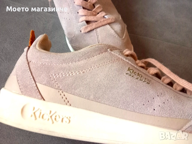 Kickers дамски кецове от естествен велур, цвят пудра – № 38,5, снимка 2 - Кецове - 52008602