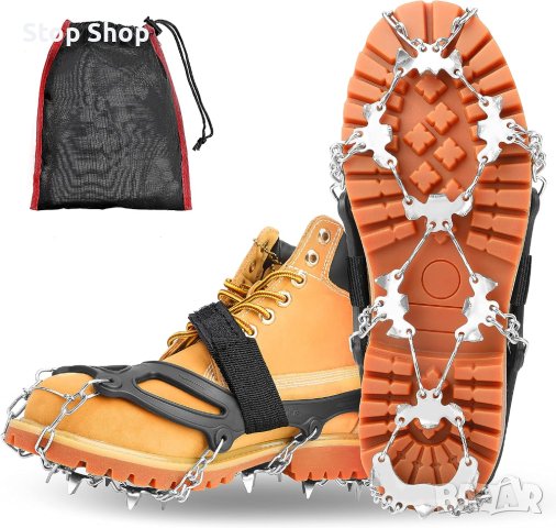 IOOYU Неплъзгащи се шипове за обувки Шипове от неръждаема стомана с 24 зъба за сняг лед туризъм Лов 