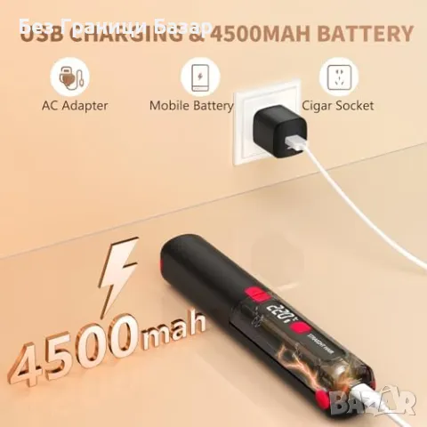 Нова Безжична 2 в 1 преса и маша за коса жени с USB и батерия 4500mAh, снимка 6 - Преси за коса - 49606012