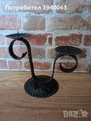 Стар свещник ковано желязо  от соца колекция, снимка 3 - Декорация за дома - 49173401
