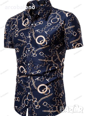Мъжка лятна модна риза с щампа с къс ръкав, 3цвята - 023, снимка 4 - Ризи - 40921347
